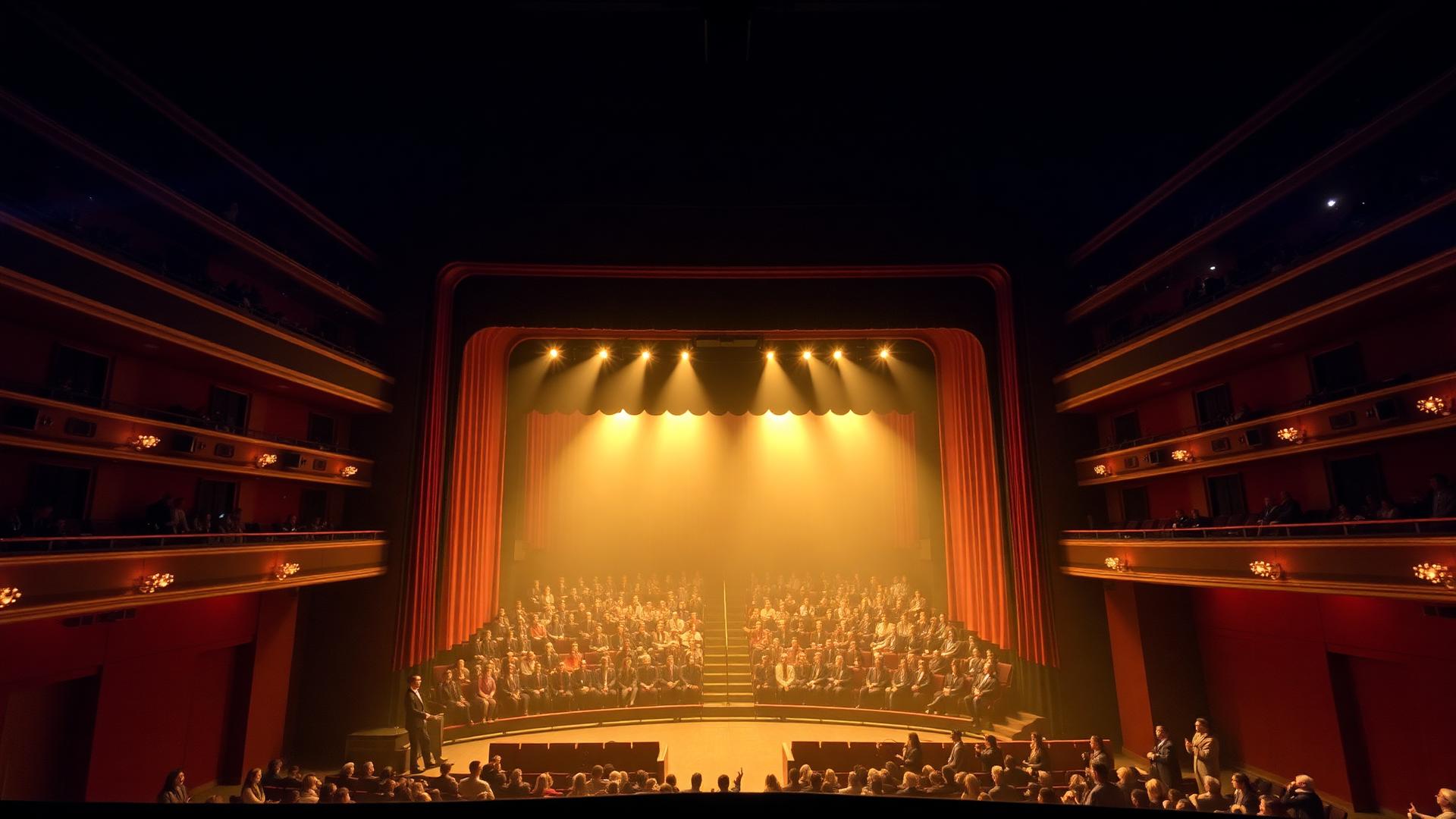 Grand theatre auditorium lit for a performance